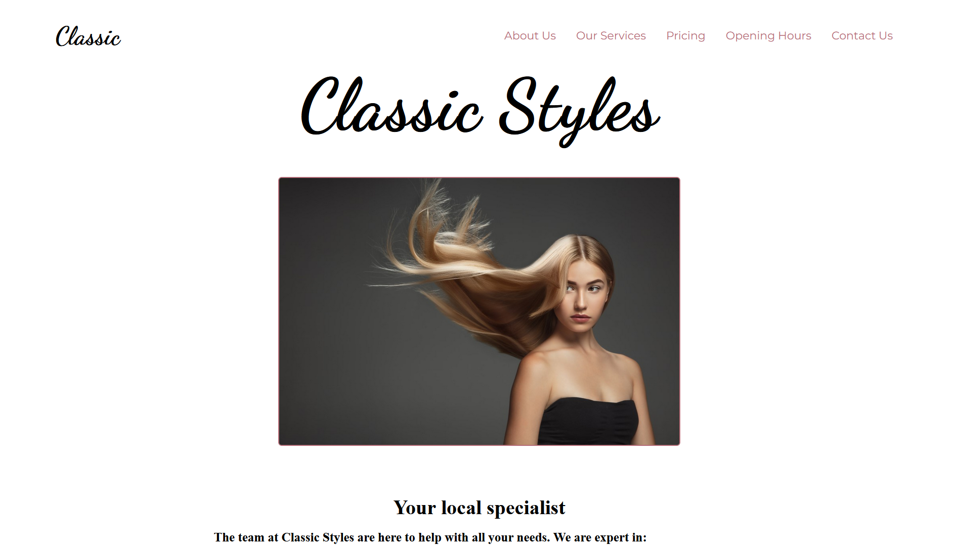 Classic template screenshot